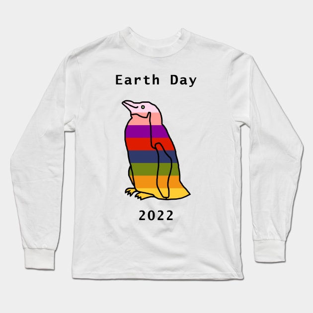 Rainbow Penguin Earth Day 2022 Long Sleeve T-Shirt by ellenhenryart